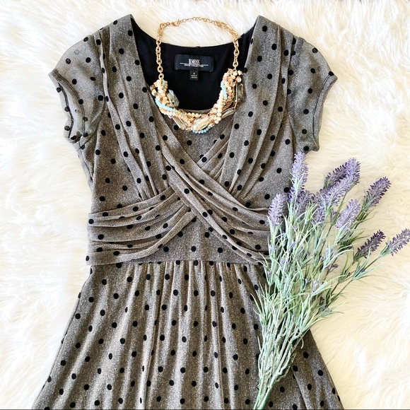 B.Moss Dress Gold Black Fit & Flare Cocktail - Picture 3 of 12